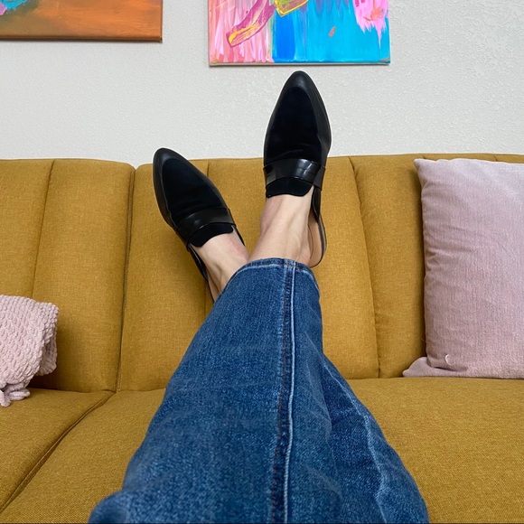 Dr. Scholl's Shoes - Dr Scholls Black mules pleather faux suede slip on